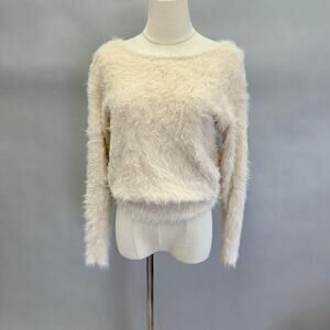 American Eagle‎ ivory eyelash fuzzy crossover back sweater Size Extra Small